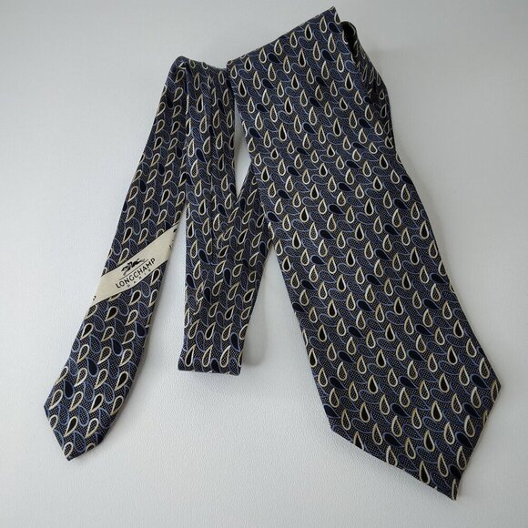 Longchamp Paris Silk Blue Necktie Made in Italy - Picture 2 of 8